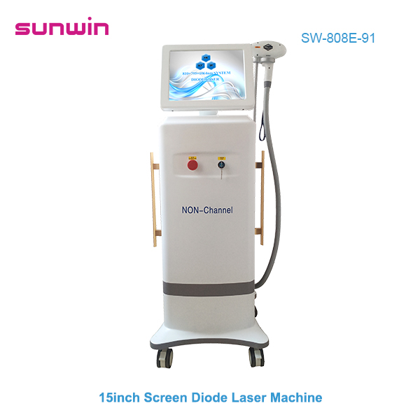 SW-808E-91 1200W Non Channel 808 755 1064nm Diode Laser Fast Painless Hair Removal Machine with 15inch Screen
