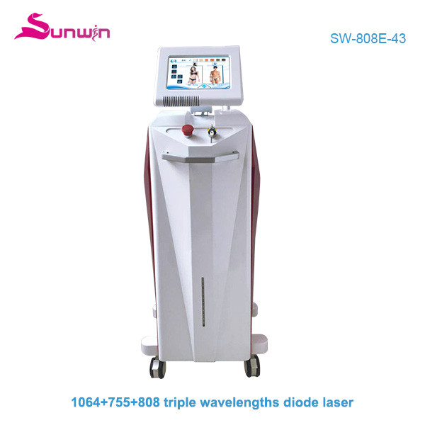 SW-808E-43 Triple wavelength diode laser 1064nm 755nm 808nm laser epilation hair removal machine suitable for all skin types