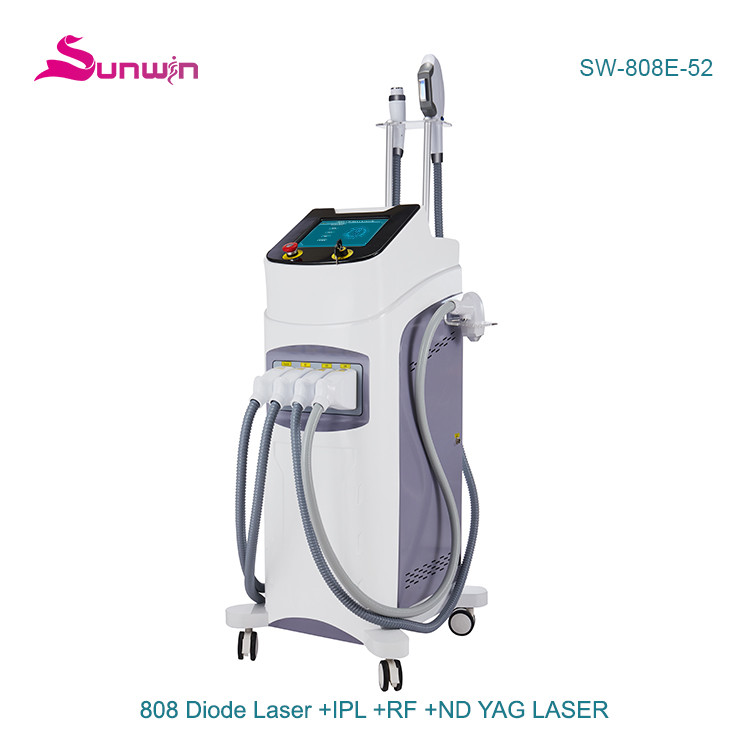 SW-808E-52  Diode laser 808+IPL+RF+Picoseond Nd Yag Laser 4 in1 beauty salon machine for hair anf tattoo removal skin rejuvenation 