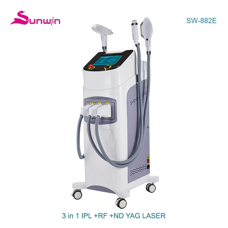 SW-882E Profession 3 in 1 hair remover ice cooling ipl opt e-light rf nd yag laser hair removal machine depiladora ipl