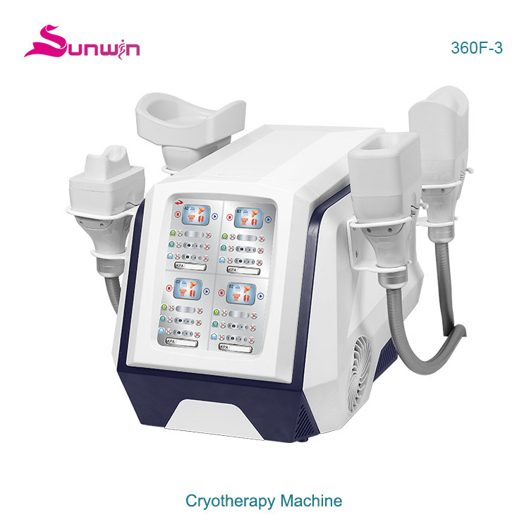 SW-360F-3  Four controls four handles portable 360 cryolipolysis fat freezing machine for fat reduction double chin removal