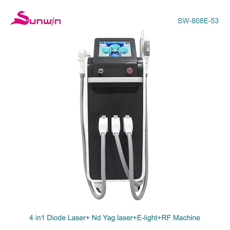 SW-808E-53 4 in 1 dpl ipl 808nm diode laser nd yag painless hair remover tatoo removal laser rf machine
