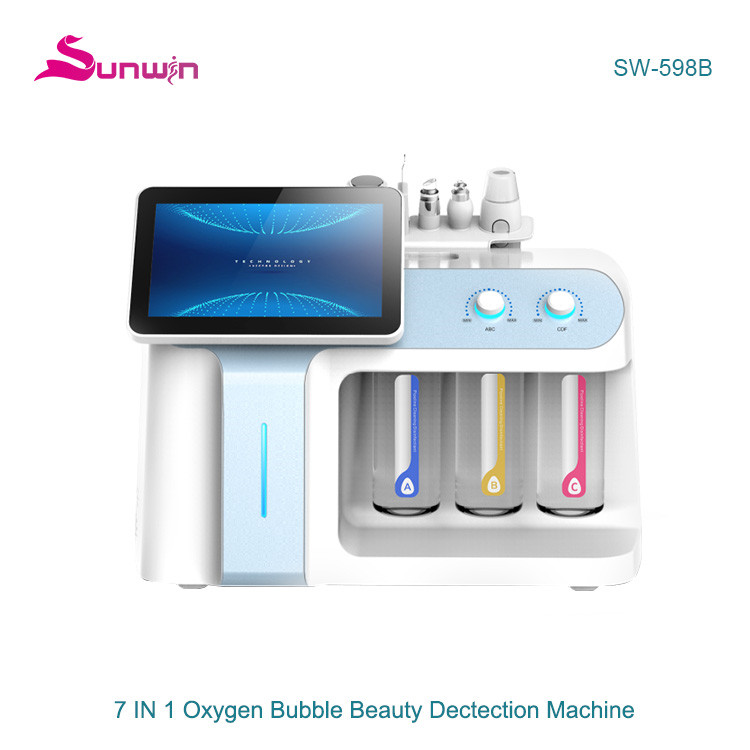 SW-598B Microdermabrasion deep cleansing H202 hydra dermabrasion facials oxygen peel machine with mirror skin analyzer