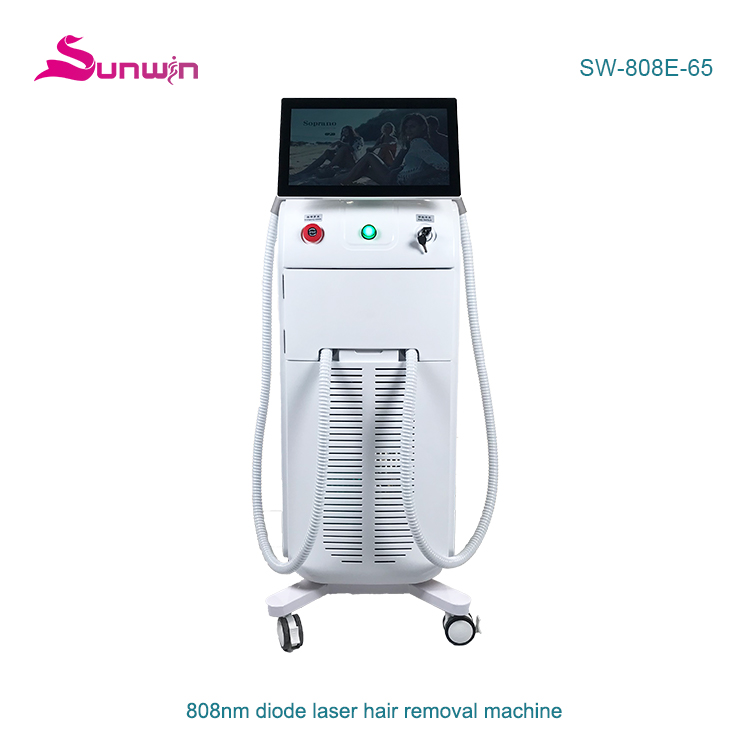 SW-808E-65 Painless 755 808 1064nm diode laser hair removal machine with 2 handles