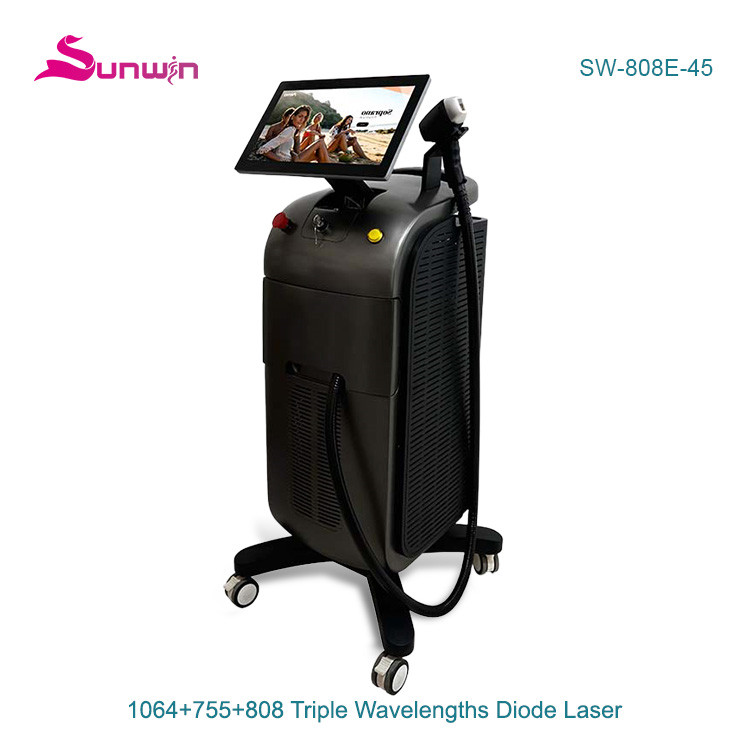 SW-808E-45 Vertical 3 wavelength diode laser 1064nm 755nm 808nm laser epilator hair removal machine 